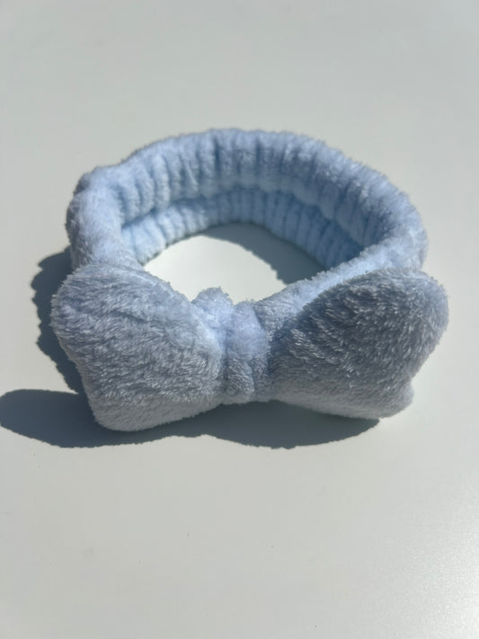 Plyšová čelenka s mašlí – modrá